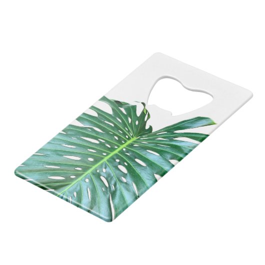 パームエレガントリーフ熱帯ジャングル熱帯雨林リーフ クレジットカード栓抜き (正面アングル)
