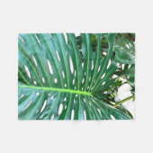 パームエレガントリーフ熱帯ジャングル熱帯雨林リーフ フリースブランケット (正面(横))