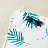 パームエレガント葉は青緑と白の模様 ビーチタオル (インサイチュ)