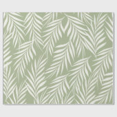 パームエレガント葉オリーブグリーンパターン ラッピングペーパー (フラット)