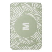 パームエレガント葉ミクオリーブグリーンパーソナライズされた バスマット (正面縦)