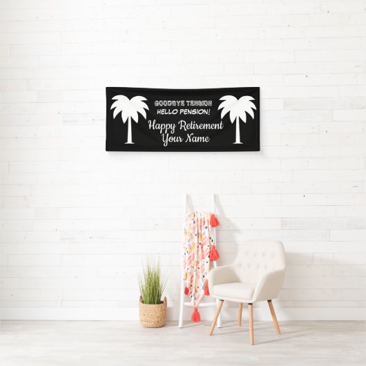 パームカスタムツリー付きの退職パーティーバナーサイン 横断幕 (インサイチュ)