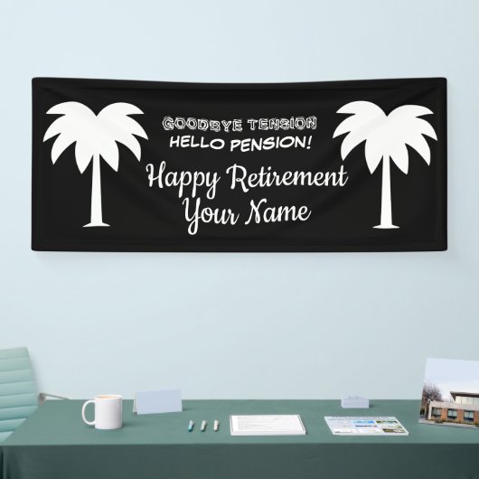 パームカスタムツリー付きの退職パーティーバナーサイン 横断幕 (トレードショー)
