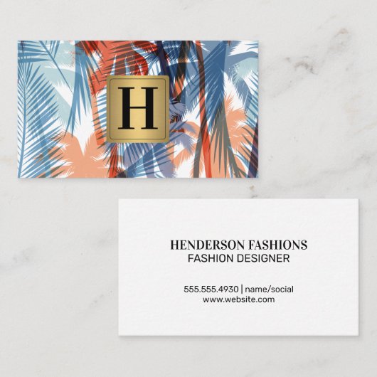 パームカラフルの木のパターン 名刺 (正面/裏面)