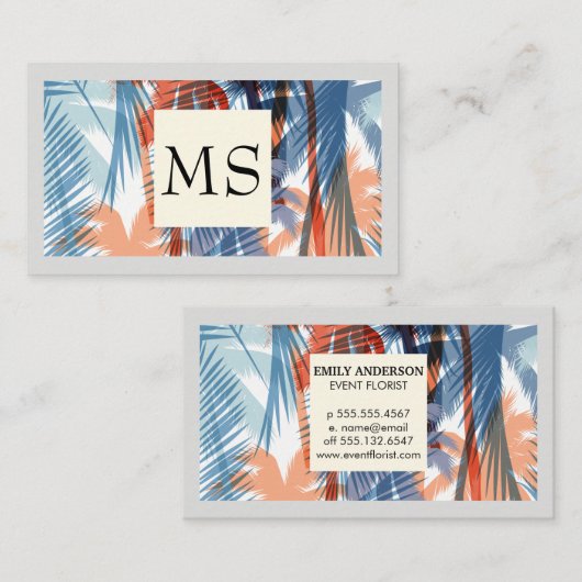 パームカラフルの木のパターン 名刺 (正面/裏面)