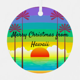 パームカラフルサンセットクリスマスオーナメント メタルオーナメント