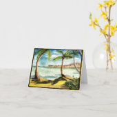 パームカラフルツリーとビーチノートカード カード (黄色い花)