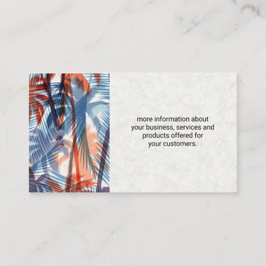 パームカラフルツリーのパターン |自然 名刺 (裏面)