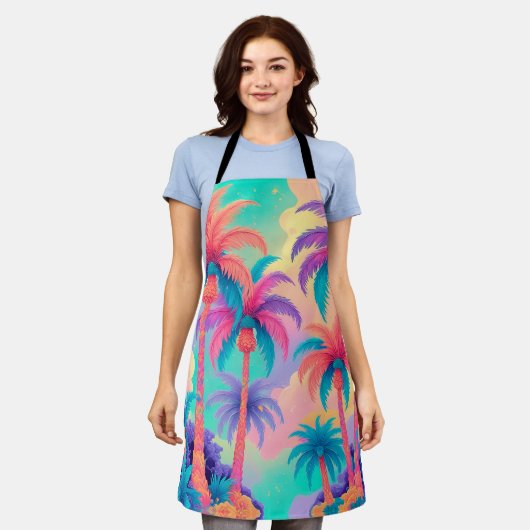 パームカラフルツリー エプロン (着用した状態)