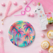 パームカラフルツリー ペーパープレート (パーティー)