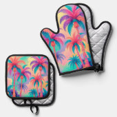 パームカラフルツリー 鍋つかみ&鍋敷きセット (正面/裏面)