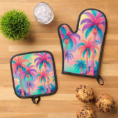 パームカラフルツリー 鍋つかみ&鍋敷きセット (トップダウン)