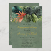 パームカラフル葉金ゴールド婚約パーティ 招待状 (正面/裏面)