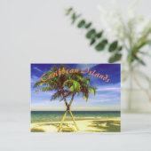 パームカリブのツリートロピカルアイランドビーチ ポストカード (スタンド正面)