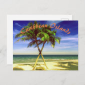 パームカリブのツリートロピカルアイランドビーチ ポストカード (正面/裏面)