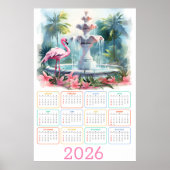 パームガーデンセレニティ: 2026 フラミンゴカレンダー ポスター (正面)