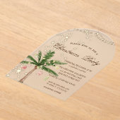 パームクリスマスツリー、輝き、ライト、クリスマスパーティー アクリル招待状 (レイダウン)