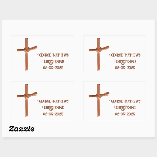 パームクロスパーソナライズされた《キリスト教》洗礼式や命名式&コミュニオン 長方形シール (シート)