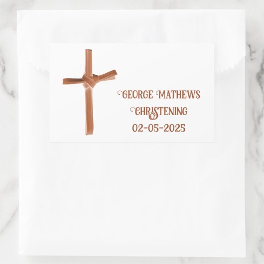 パームクロスパーソナライズされた《キリスト教》洗礼式や命名式&コミュニオン 長方形シール (バッグ)