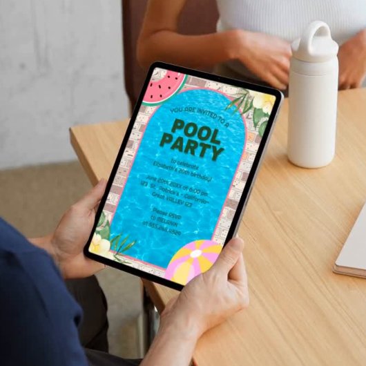 パームサマーブルーアダルトプールパーティの招待状 招待状