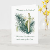 パームサンデーウィズクロスアンドパームスホサンナ カード (黄色い花)