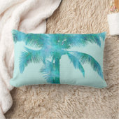 パームシルエットブルーウォーターカラー背景テクスチャ ランバークッション (ブランケット)