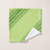 パームスタイリッシュリーフグリーン斜ストライプ角 バスタオルセット (ウォッシュタオル)
