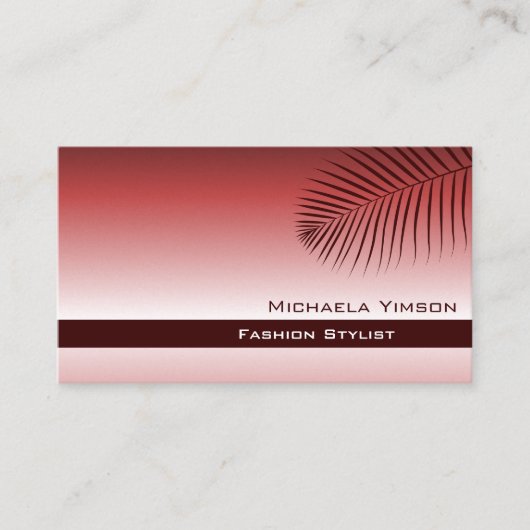 パームスタイリッシュリーフ付きワインレッドシンプルグラディエント 名刺 (正面)