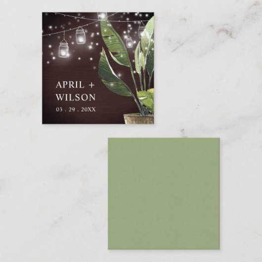 パームスターリーナイトメイソンジャール結婚式の引き出物ラベル スクエア名刺 (正面/裏面)