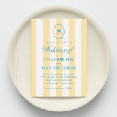 パームストライプのツリーモノグラムクラスビーチ結婚式 招待状