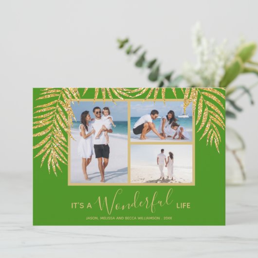 パームスフォトコラージクリスマスホリデーカード シーズンカード (スタンド正面)