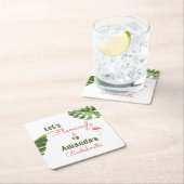 パームスプリングスラストフラミンゴ独身最後のパーティー スクエアペーパーコースター (インサイチュ)