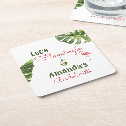 パームスプリングスラストフラミンゴ独身最後のパーティー スクエアペーパーコースター (アングル)