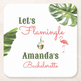 パームスプリングスラストフラミンゴ独身最後のパーティー スクエアペーパーコースター