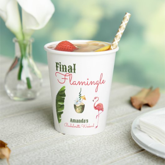 パームスプリングス ラスト フラミンゴ Bachelorette Party 紙コップ (インサイチュ)