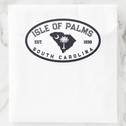 パームズアイルサウスカロライナ州旗マップ海軍ヴィンテージ 楕円形シール (バッグ)