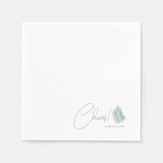 パームズアクアかわいらし・コーストモダンア結婚ーズ スタンダードカクテルナプキン (正面)