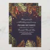 パームズアンドストリングライトビーチバースデーパーティー 招待状 (正面/裏面)