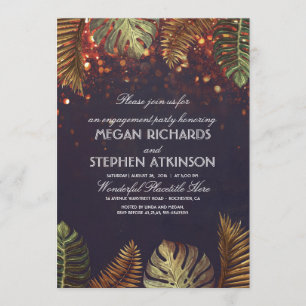 パームズアンドストリングライトビーチ婚約パーティ 招待状