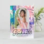 パームズカラフル写真卒業パーティー招待状 招待状 (スタンド正面)
