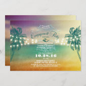 パームズサンセットビーチ婚約パーティ招待状 招待状 (正面/裏面)