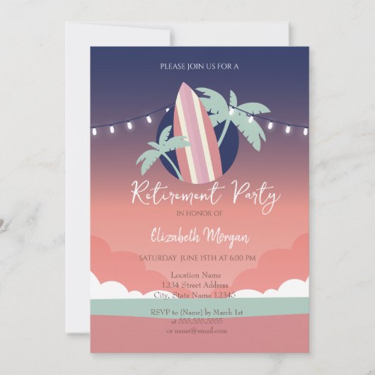 パームズサーフィンボードリタイアメント招待状 招待状 (正面)