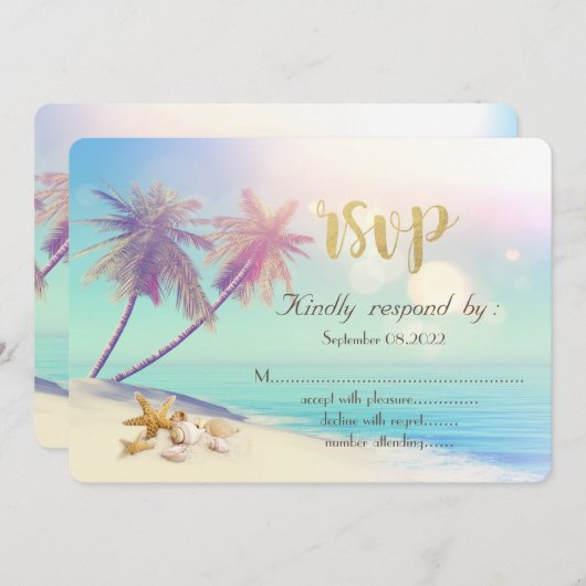 パームズビーチ シェルズ へのご参加のご返事 招待状 (正面/裏面)