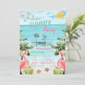 パームズピンクフラミンゴス,カクテル,アイランド誕生日 招待状 (スタンド正面)