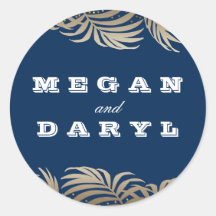 パームズリーフネイビーと金ゴールドビーチ結婚式