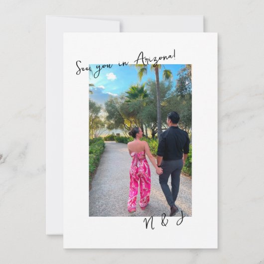 パームズ王室のベスポケ図解入りの、写真付きのイベン結婚ト セーブザデート (裏面)