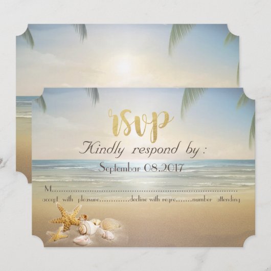 パームズ・サンセットビーチ シーシェルズ  出席お願いします 招待状 (正面/裏面)