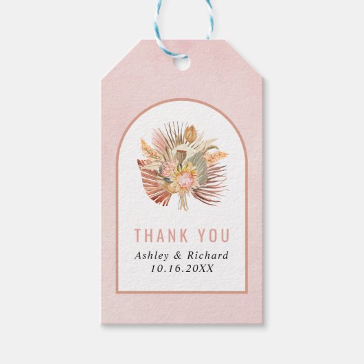 パームズ,パンパスグラス柔らかいピンクありがとう結婚's ギフトタグ (正面)