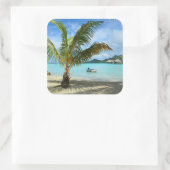 パームツリーとオーバーウォーターリゾートステッカー スクエアシール (バッグ)
