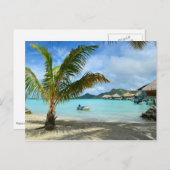 パームツリーとオーバーウォーターリゾートハガキ ポストカード (正面/裏面)